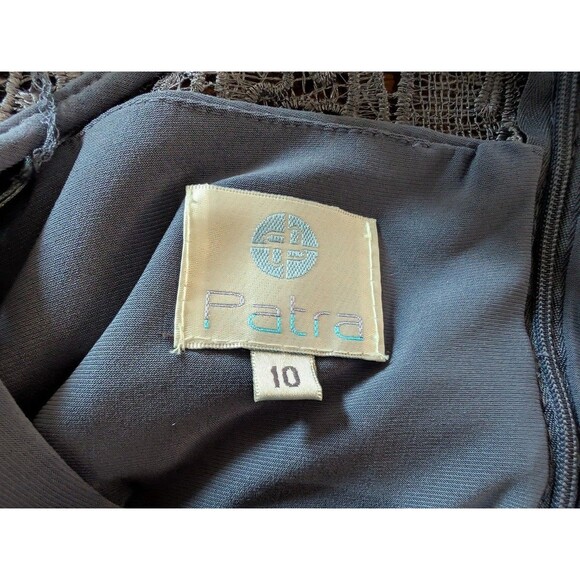 Patra Women’s Formal Gown Size 10 Steel Gray Lace Overlay Lace Maxi Dress - Picture 9 of 12